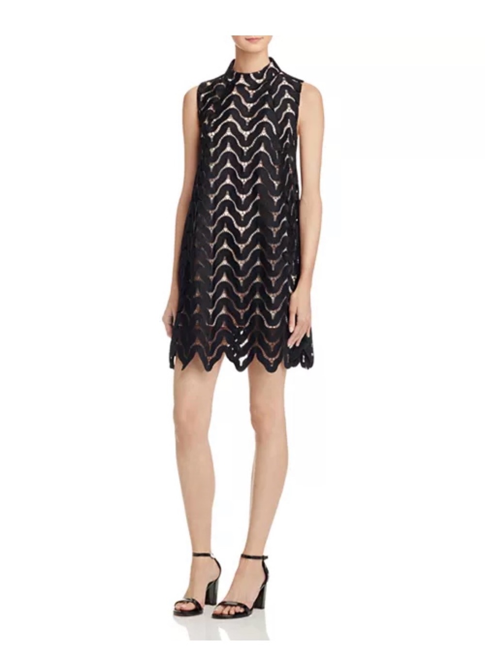 Gracia Black Zig Zag Lace Shift Dress